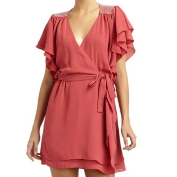 NWOT. Erin Chiffon Wrap Dress - Picture 3 of 5